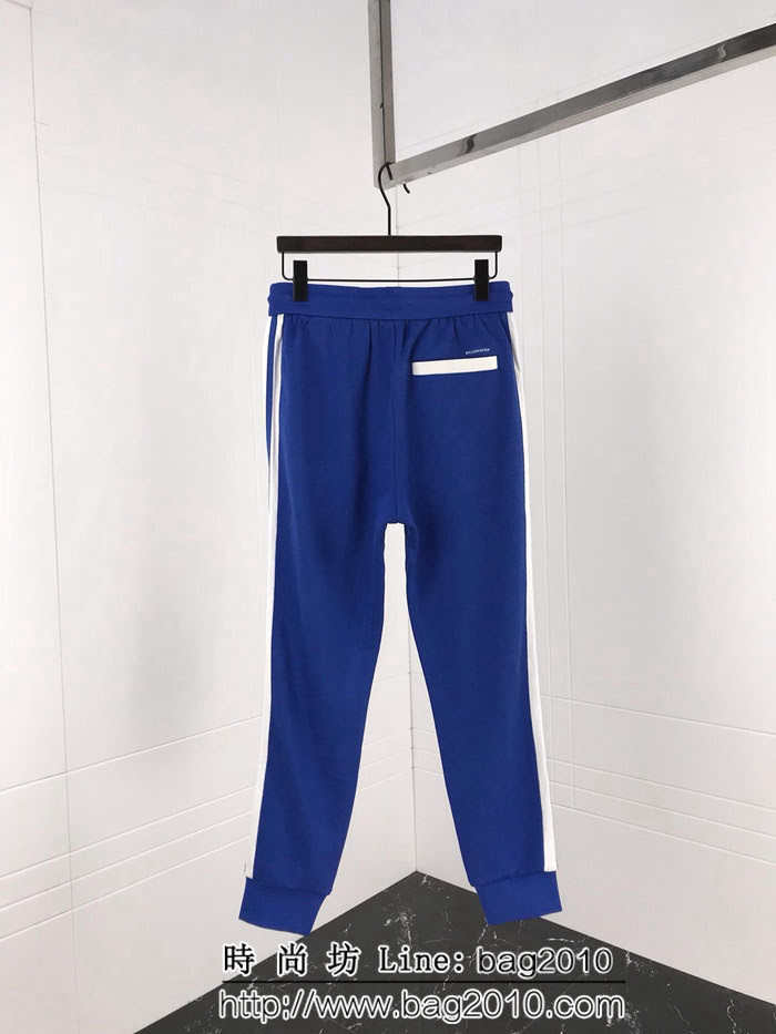 BALENCIAGA巴黎世家 18ss秋冬新款 字母小logo 純棉男款休閒褲 藍色 ydi1257